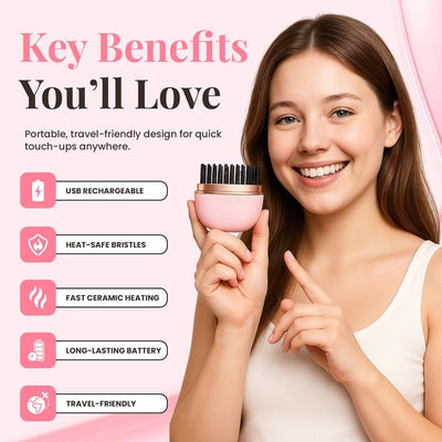 Glutra 3-1 Mini Cordless Hair Straightener - Portable & USB Rechargeable.