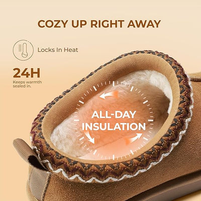 Glutra™ PlushCozy Waterproof Plush Ankle Slippers for Fall and Cold Weather