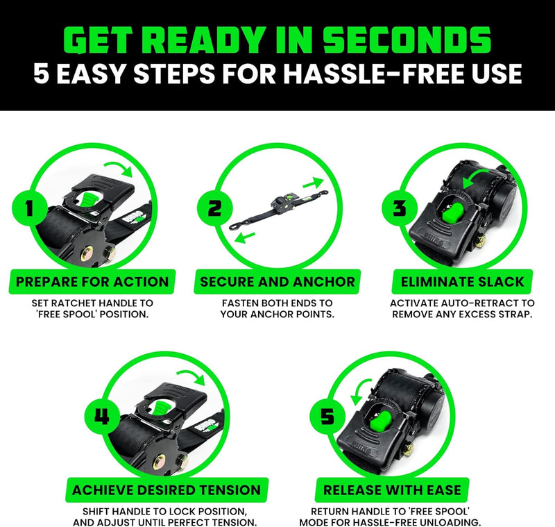 Retractable Ratchet Straps