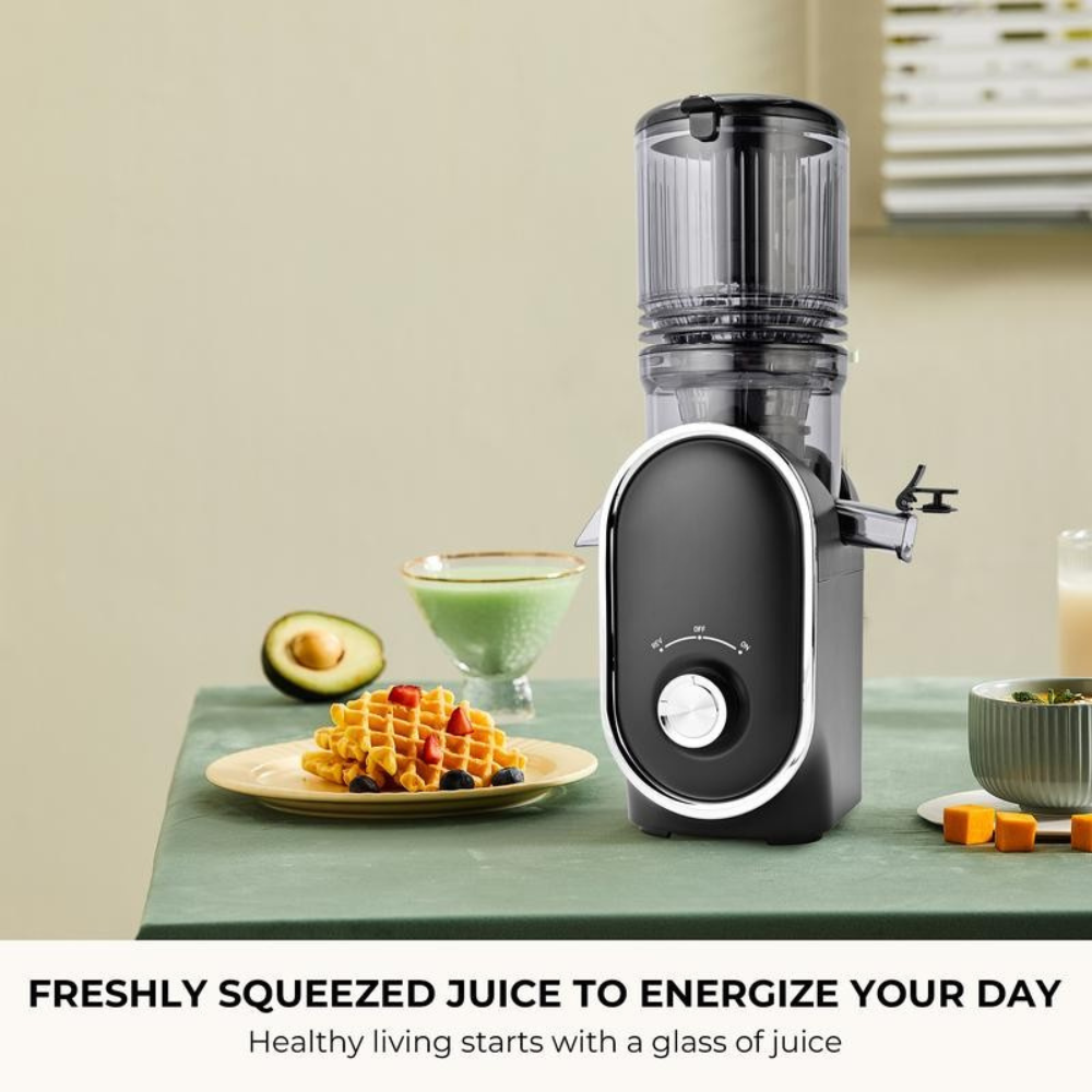 Glutra™ VitaPress Premium Cold Press Juicer – Extra-Wide 5.3” Feed Chute | Slow Masticating Stainless Steel Design for Whole Fruits & Vegetables | High Juice Yield, Easy-Clean, Maximum Nutrition & Fresh Flavor