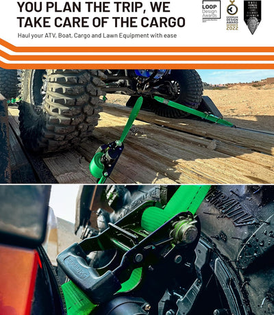 Glutra USA Heavy Duty 1" x 10' Retractable Ratchet Straps - Self Retracting Tie Down Straps for Trucks & Trailers (2 Pack or 4 Pack)