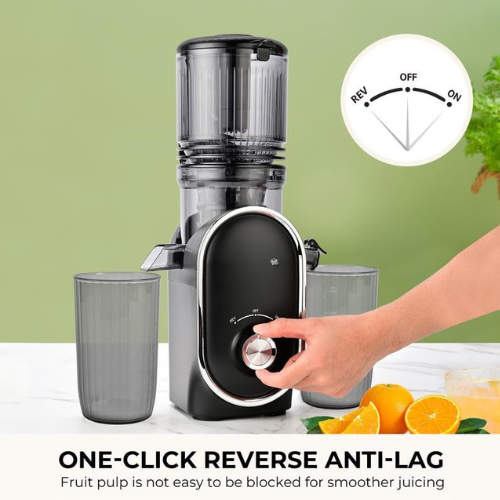 Glutra™ VitaPress Premium Cold Press Juicer – Extra-Wide 5.3” Feed Chute | Slow Masticating Stainless Steel Design for Whole Fruits & Vegetables | High Juice Yield, Easy-Clean, Maximum Nutrition & Fresh Flavor