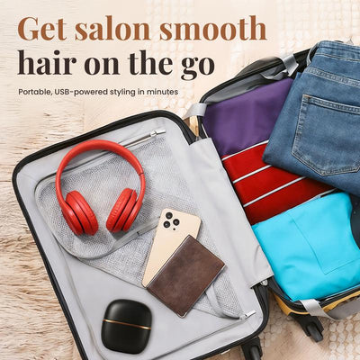 Glutra 3-1 Mini Cordless Hair Straightener - Portable & USB Rechargeable.